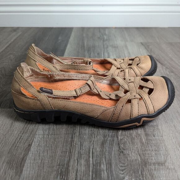 Jambu Xterra air vent tan leather t-strap Mary Jane outdoor flats sandal 7.5 - Picture 5 of 7